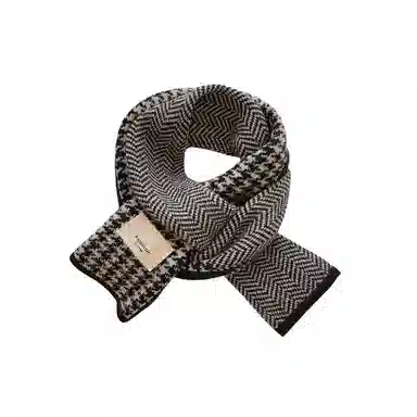 北极绒 千鸟格针织保暖高级感 绒线围巾 男女同款情侣款