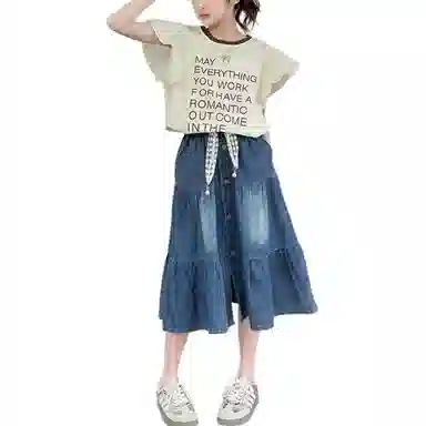 大童 浪莎 清爽透气舒适时尚裙装套装 杏色