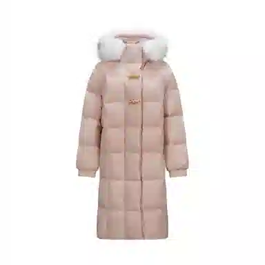 森马 纯色长款毛领连帽宽松羽绒服 女款