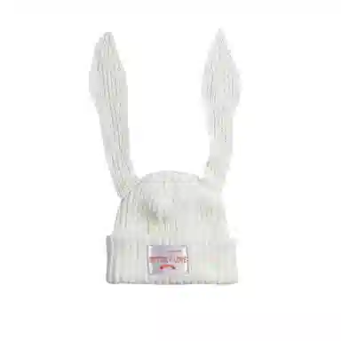 北极绒 可爱长兔耳朵保暖护耳包头 涤纶 绒线帽 男女同款情侣款