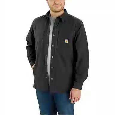 Carhartt 105532 RUGGED FLEX CANVAS FLEECE-LINED SNAP-FRONT SHIRT JAC RELAXED FIT