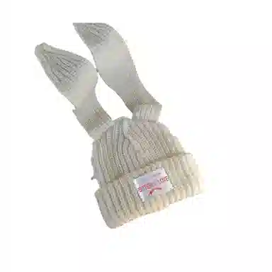 北极绒 可爱长兔耳朵保暖护耳包头 涤纶 绒线帽 男女同款情侣款