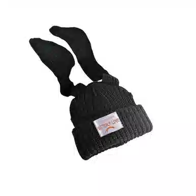 北极绒 可爱长兔耳朵保暖护耳包头 涤纶 绒线帽 男女同款情侣款