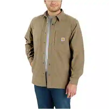 Carhartt 105532 RUGGED FLEX CANVAS FLEECE-LINED SNAP-FRONT SHIRT JAC RELAXED FIT
