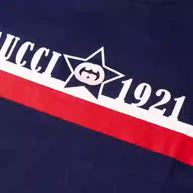 GUCCI Kids FW22 Striped Logo T-Shirt Blue