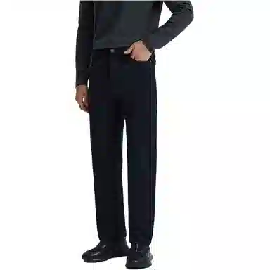 迪柯尼 保暖直筒纯色休闲裤 男款 黑色