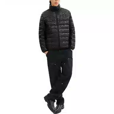 COACH SS24 Jacquard Zip-Up Down Jacket Black