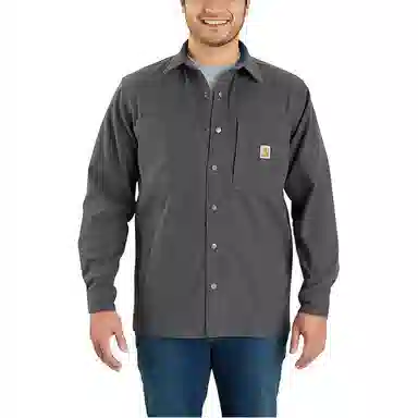Carhartt 105532 RUGGED FLEX CANVAS FLEECE-LINED SNAP-FRONT SHIRT JAC RELAXED FIT