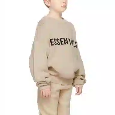 Fear of God Essentials FW21 Kids BeigeLinen Pullover Sweater Logo