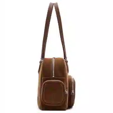 MUVA Large Leather Tote Olive/Maple Brown