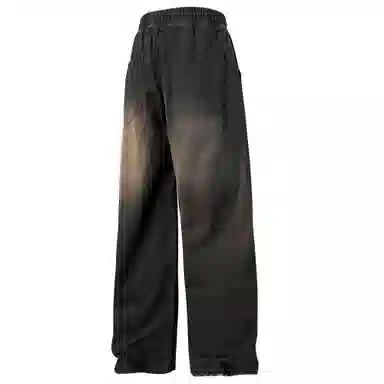 稻草人 美式高街废土风结构性拼接水洗做旧简约纯色垂感松紧抽绳直筒无性别主义宽松休闲百搭工装牛仔裤 男女同款