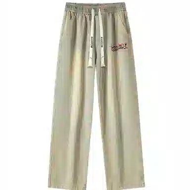 大卫贝肯 美式复古高街风字母水洗宽松中腰显高品牌系带阔腿牛仔裤 男女同款