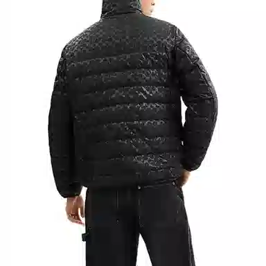 COACH SS24 Jacquard Zip-Up Down Jacket Black