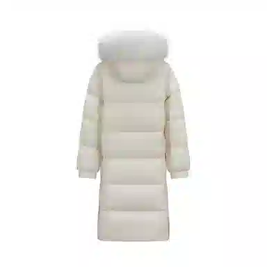 森马 纯色长款毛领连帽宽松羽绒服 女款