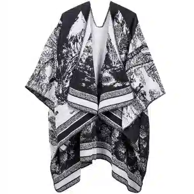 梦特娇 秋冬提花保暖防风拍照出片高级 披肩 女款