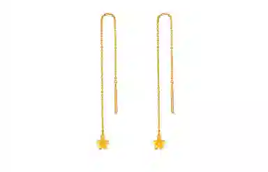 周六福 甜美气质花型 足金 按克计价 黄金耳线 女款