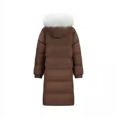 森马 纯色长款毛领连帽宽松羽绒服 女款