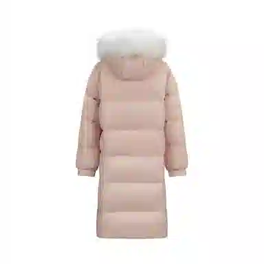 森马 纯色长款毛领连帽宽松羽绒服 女款