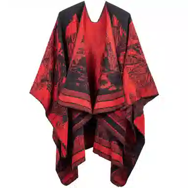 梦特娇 秋冬提花保暖防风拍照出片高级 披肩 女款