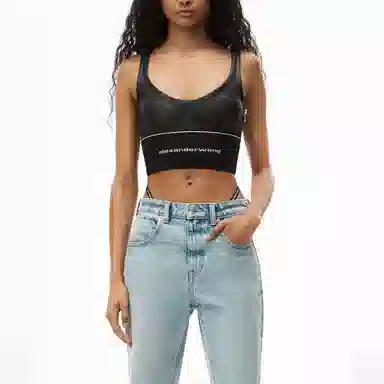 Alexander Wang FW21 Black Leather Logo Bra