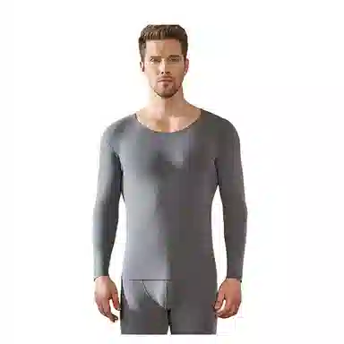 恒源祥 纯色圆领长袖纯色保暖套装 男款