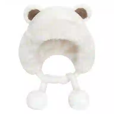 零界 秋冬保暖护耳毛绒小熊帽 绑带 加厚保暖可爱显脸小 软糯少女心 骑车防风 聚酯纤维 绒线帽 女款