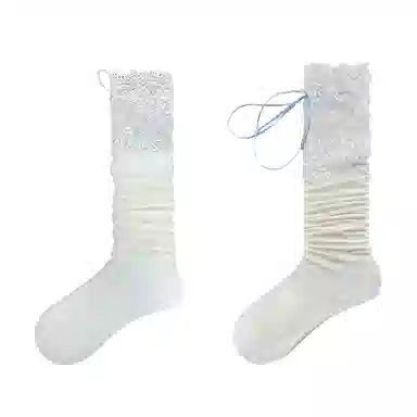 夜间教习室 蕾丝拼接蝴蝶结日系洛丽塔少女甜美过膝袜 女款