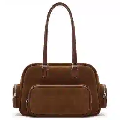 MUVA Large Leather Tote Olive/Maple Brown
