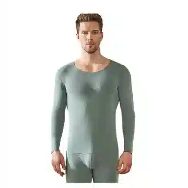 恒源祥 纯色圆领长袖纯色保暖套装 男款