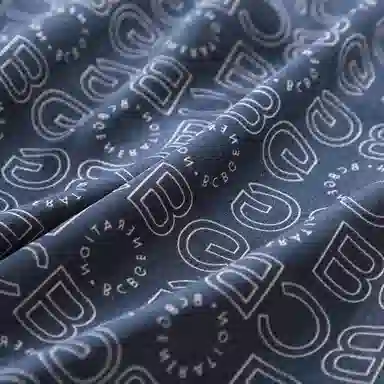 兰缪 简约亲肤舒适透气翻领开衫短袖休闲可外穿满印字母短裤长裤睡衣套装 男款 深蓝色