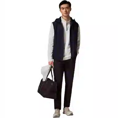 迪柯尼 简约连帽针织马甲 男款 深宝蓝