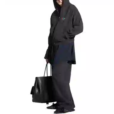 Balenciaga Embroidered Logo Hoodie Jacket Black