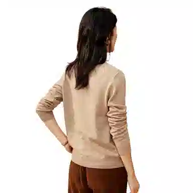 恒源祥 纯色休闲半高领针织套头毛衣 女款