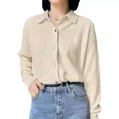 美洋 休闲温柔纯色长袖针织衫 女款 浅杏色