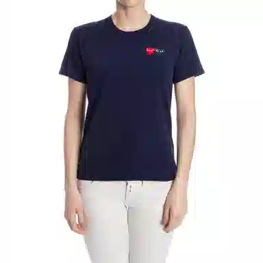 CDG Play Double Heart T-Shirt Navy T