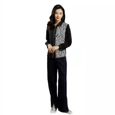 恒源祥 设计感撞色拼接长袖衬衫 女款 黑色