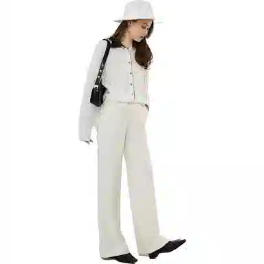 美洋 纯色松紧高腰阔腿休闲裤 女款