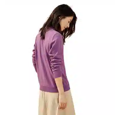 恒源祥 纯色休闲半高领针织套头毛衣 女款