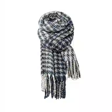 北极绒 韩版格子保暖千鸟格 绒线围巾 男女同款情侣款