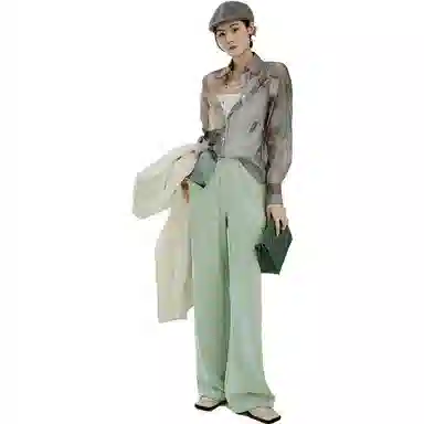 美洋 纯色松紧高腰阔腿休闲裤 女款