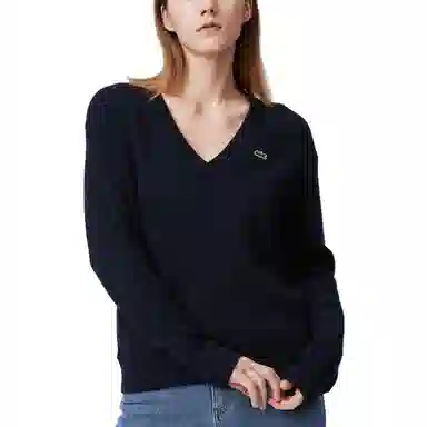 Lacoste V-Neck Knit Sweater Navy