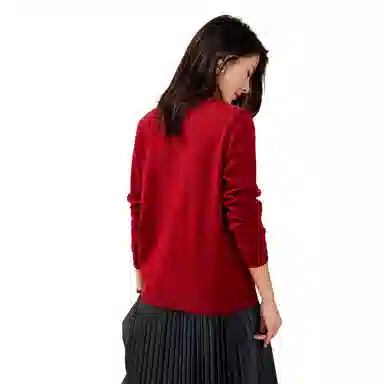 恒源祥 纯色休闲半高领针织套头毛衣 女款