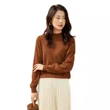 恒源祥 纯色休闲半高领针织套头毛衣 女款