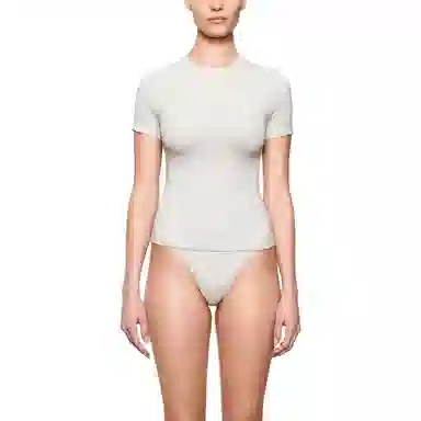 SKIMS COTTON JERSEY T-SHIRT T LIGHT HEATHER GREY