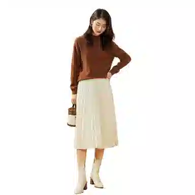 恒源祥 纯色休闲半高领针织套头毛衣 女款