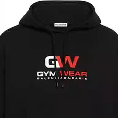 Balenciaga Letter Embroidered Hoodie Black