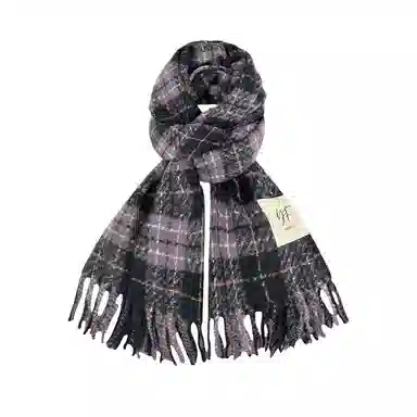 北极绒 韩系格子冬季加厚外搭保暖 绒线围巾 男女同款情侣款