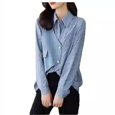 【dme】 拼接式不对称长袖衬衫 女款