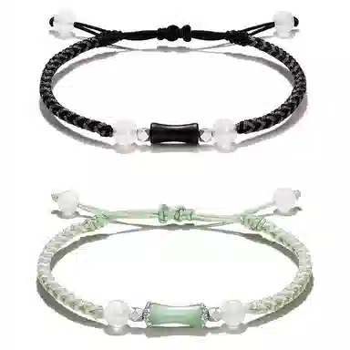 零界 节节高升 平步青云竹节简约新中式高级气质国潮风 事业运爆棚可调节编织手饰 琉璃 玉石手链 男女同款情侣款