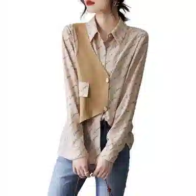 【dme】 拼接式不对称长袖衬衫 女款